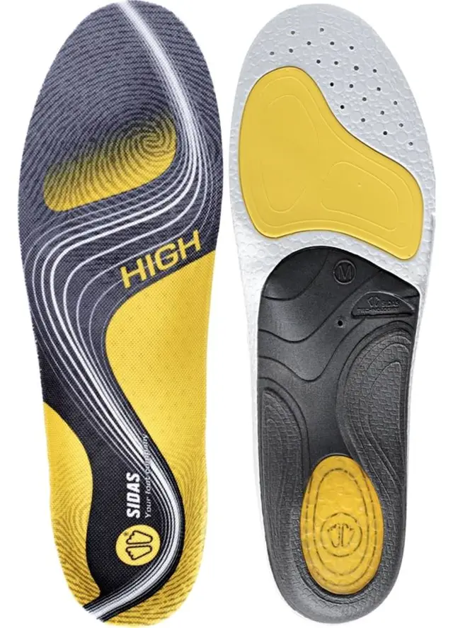 SIDAS 3FEET ACTIV HIGH Gul XS Anatomisk formet såle for høy fotbue 