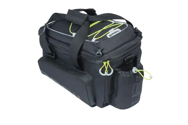 Basil Miles XL MIK Bagasjebrett Veske Sort/Lime, 9-36 ltr, ipx3,ink MIK System 
