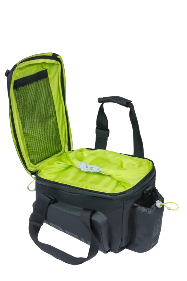 Basil Miles XL MIK Bagasjebrett Veske Sort/Lime, 9-36 ltr, ipx3,ink MIK System 