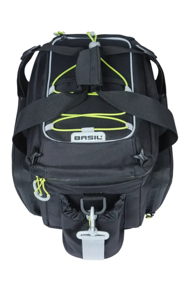 Basil Miles XL MIK Bagasjebrett Veske Sort/Lime, 9-36 ltr, ipx3,ink MIK System 