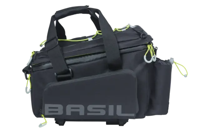 Basil Miles XL MIK Bagasjebrett Veske Sort/Lime, 9-36 ltr, ipx3,ink MIK System 