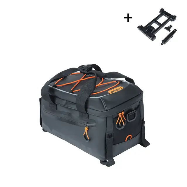 Basil Miles Bagasjebrett Veske Sort/Oransje, 7 ltr, IPX3,ink MIK System 