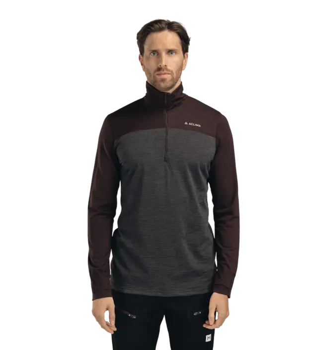 Aclima LightWool 180 Polo w/ zip M's Chocolate Plum / Marengo M 