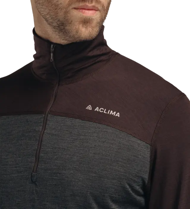 Aclima LightWool 180 Polo w/ zip M's Chocolate Plum / Marengo M 