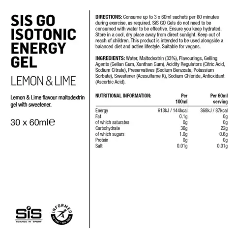SIS Go Isotonic Energy Gel Sitron/Lime Sitron & Lime 