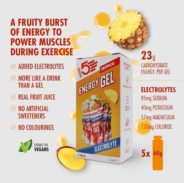 HIGH5 5-pk EnergyGel Electrolyte Tropisk 