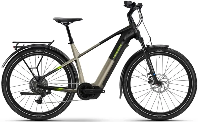 Haibike Trekking 4 herre S, 27,5", Sand/Lime, BCXK, 600Wh 