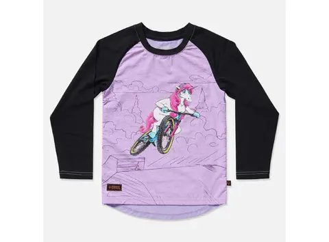 Kids Ride Shotgun MTB Trøye Unicorn XXS Rosa, 2 år, vindtett front, lang arm 