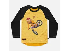 Kids Ride Shotgun MTB Trøye Lion XXS Gul, 2 år, vindtett front, lang arm