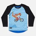 Kids Ride Shotgun MTB Trøye Dino XS Blå, 4 år, vindtett front, lang arm 