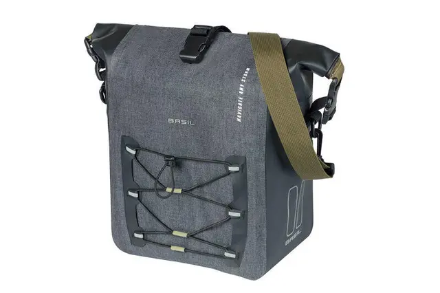 Basil Navigator MIK Studs Sideveske M Grå,15l,Vanntett IPX3,ink MIK-StudsPlate 