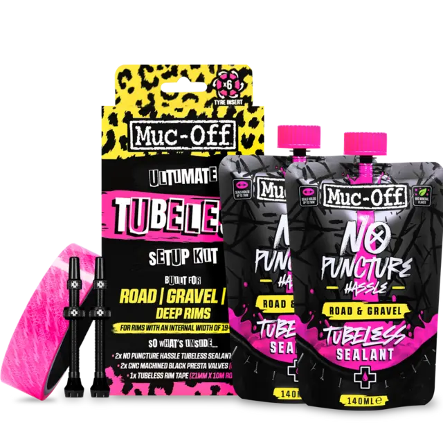 MUC-OFF Ultimate Tubeless kit Road/Gravel/CX, 21mm tape, 60mm ventiler 