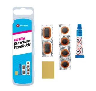 Weldtite Airtite Puncture Repair Kit 6 lapper, lim, sandpapir, kritt