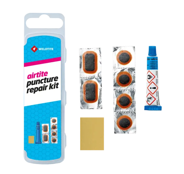 Weldtite Airtite Puncture Repair Kit 6 lapper, lim, sandpapir, kritt 